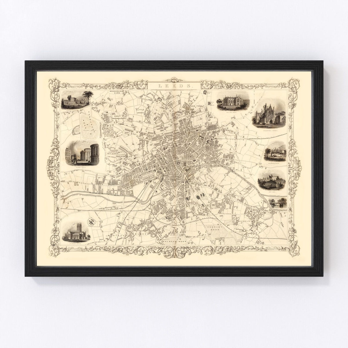Leeds Vintage Map 1851