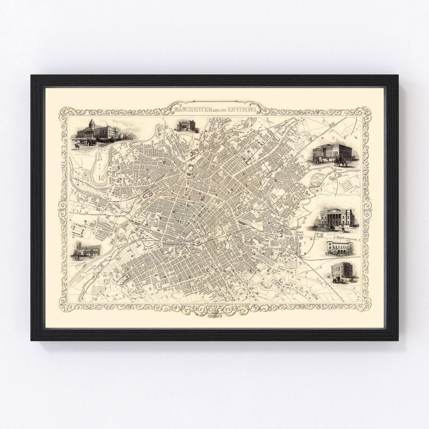 Manchester Vintage Map 1851
