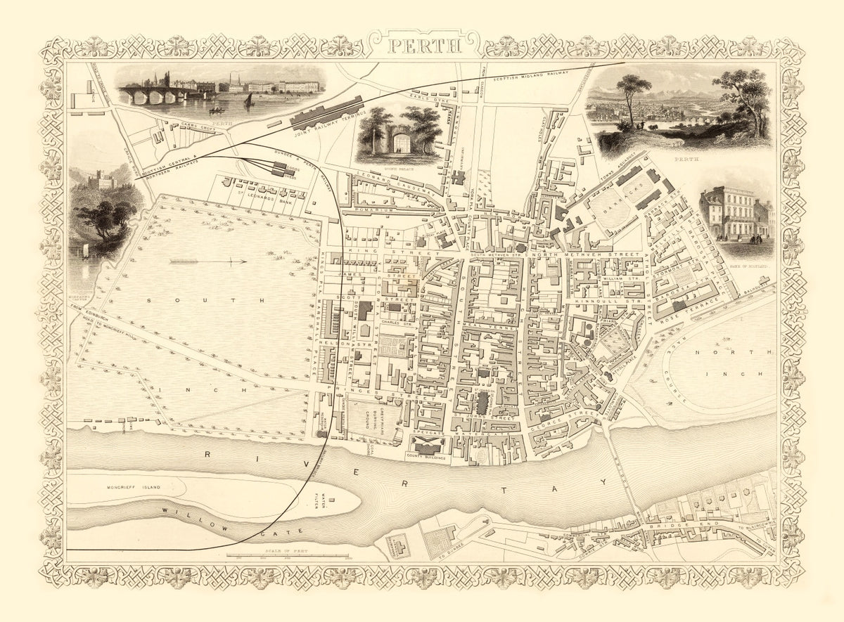 Preview of Vintage Map of Perth, Scotland 1851