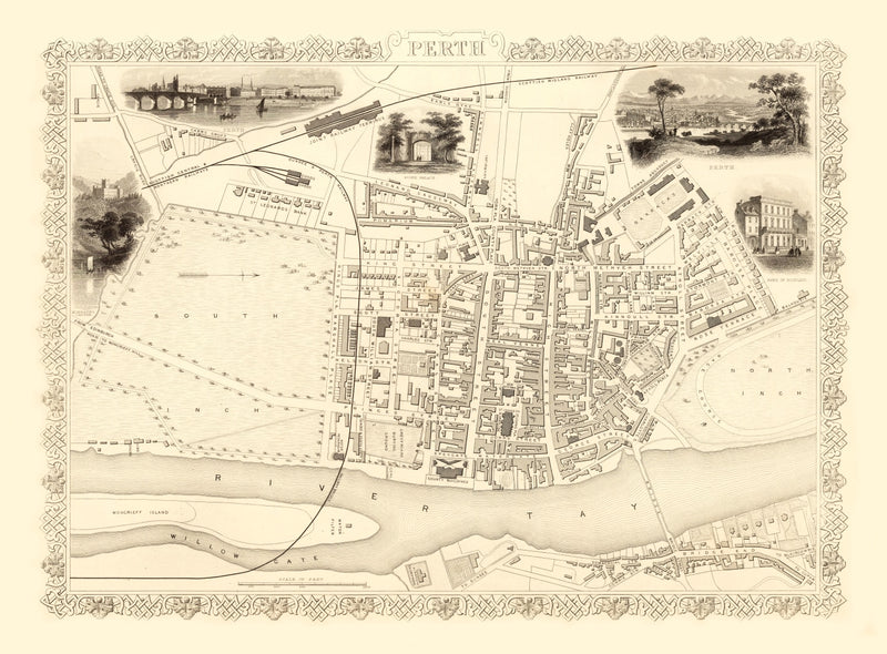Size comparison using Vintage Map of Perth, Scotland 1851