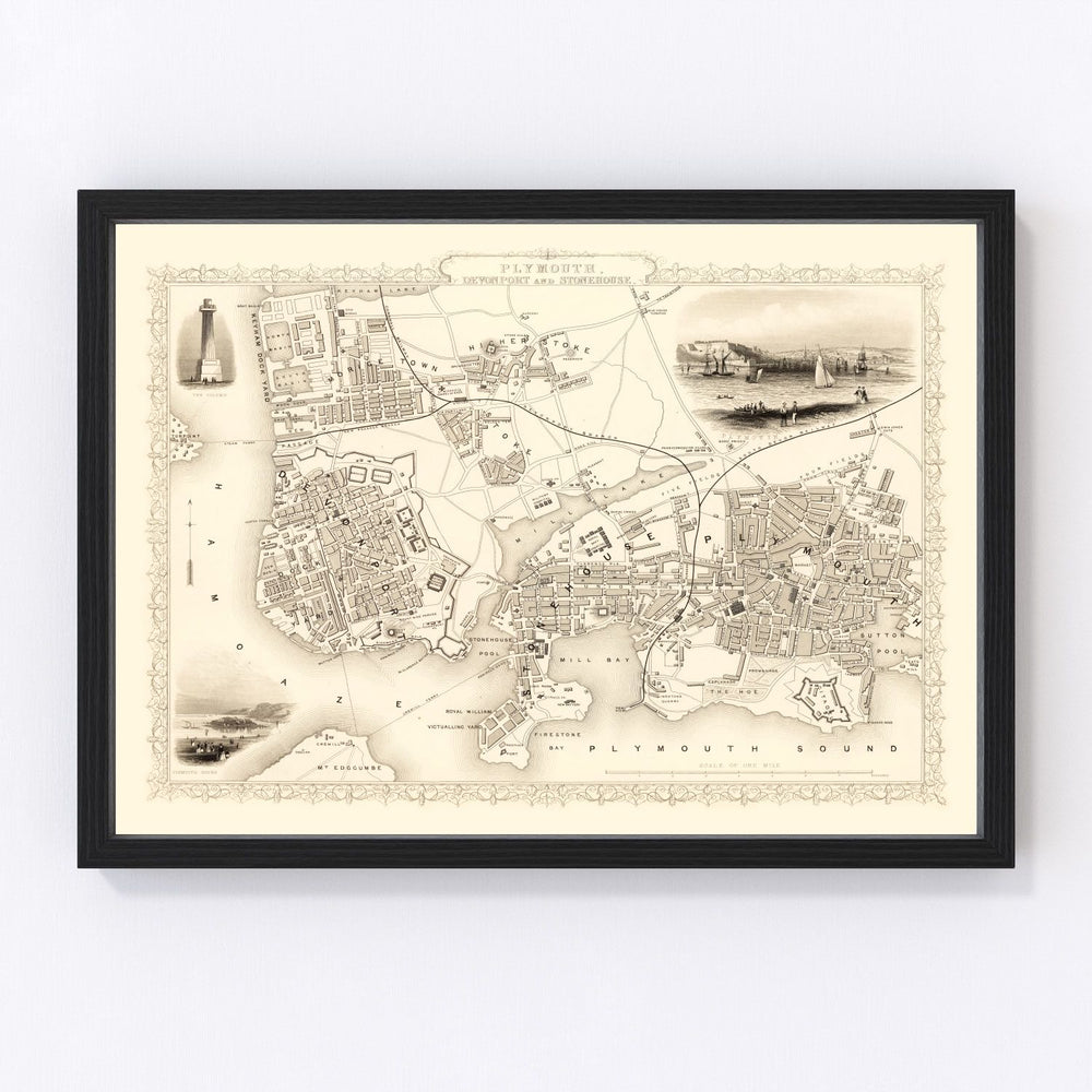 Plymouth Vintage Map 1851