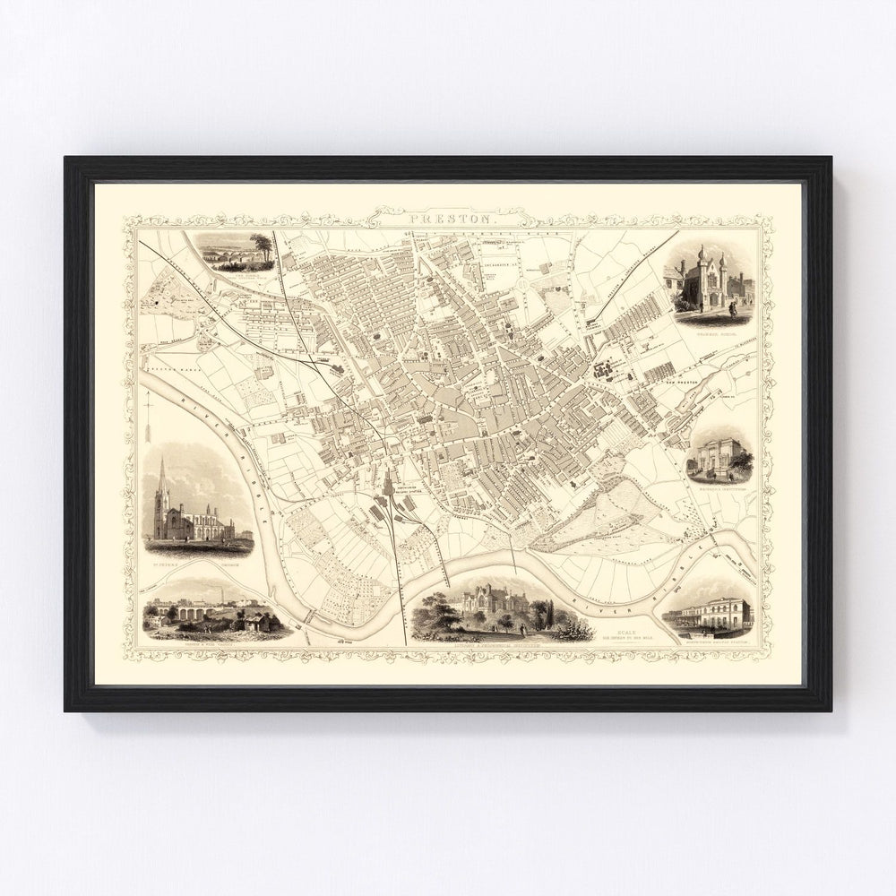 Preston Vintage Map 1851