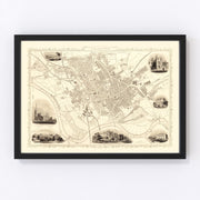 Preston Vintage Map 1851