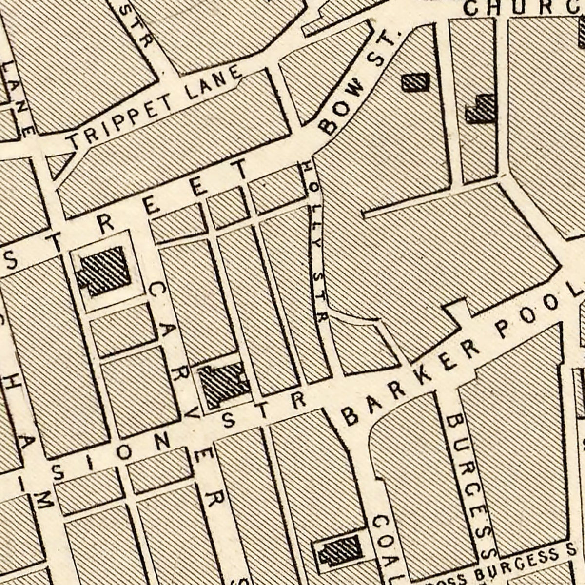 Restored historic details from the 1851 city map of Sheffield