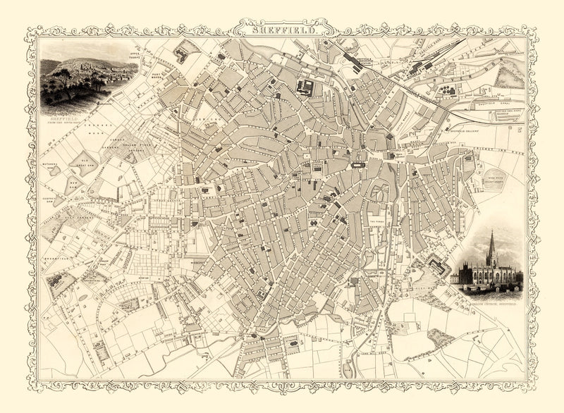 Size comparison using Vintage Map of Sheffield, United Kingdom 1851