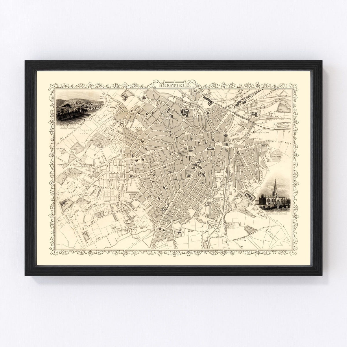 Sheffield Vintage Map 1851