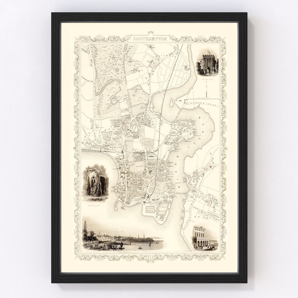 Southampton Vintage Map 1851