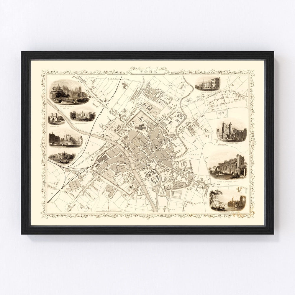 York Vintage Map 1851