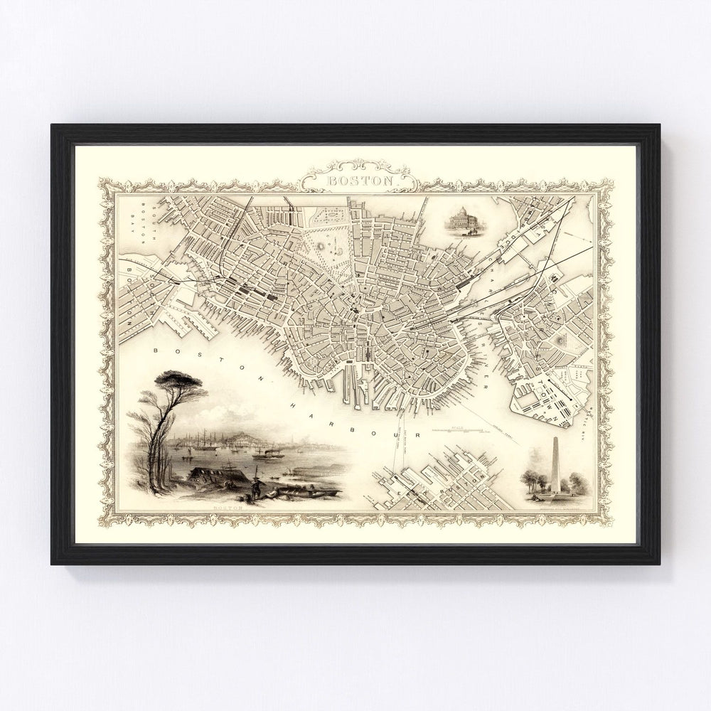 Boston Vintage Map 1851