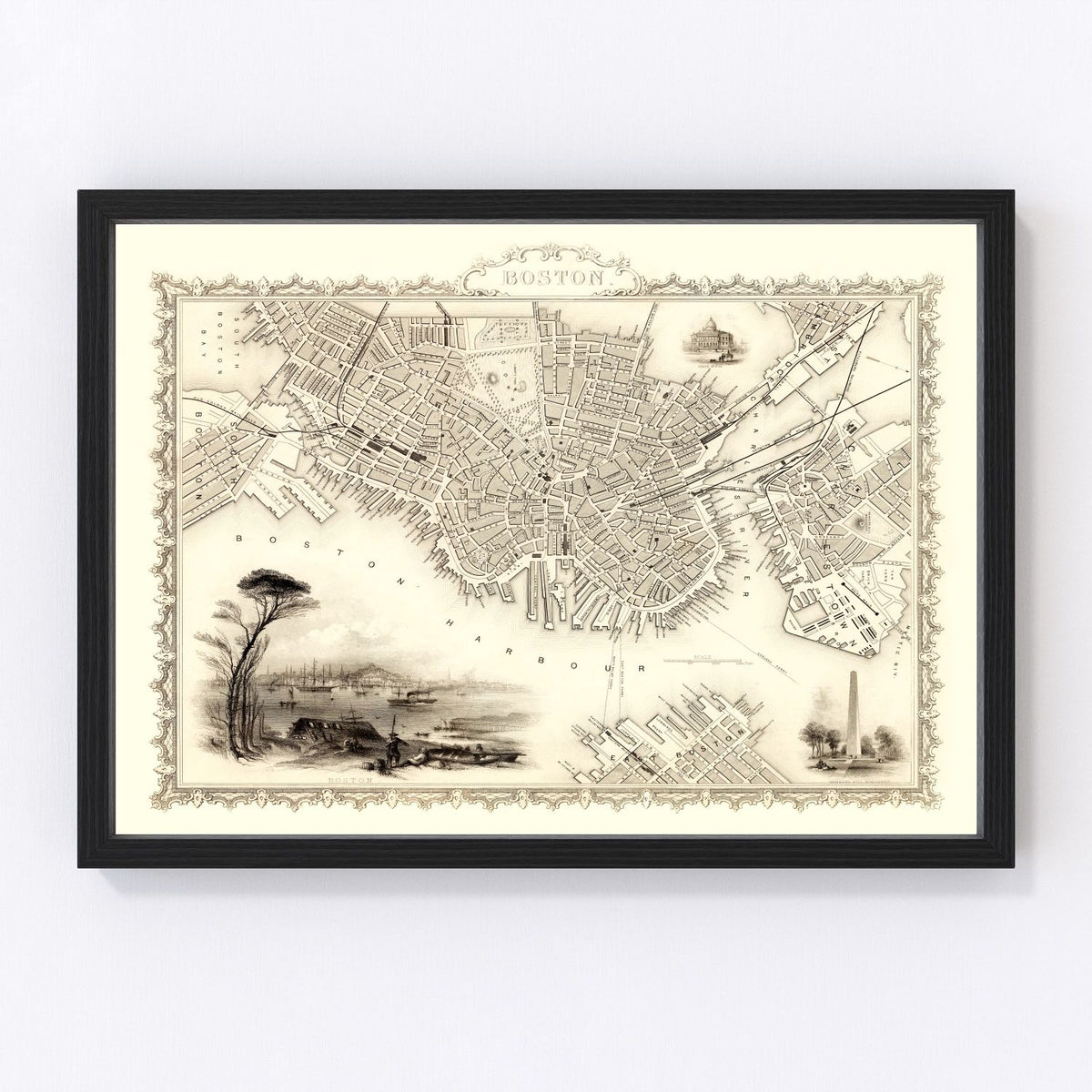 Boston Vintage Map 1851