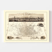 Vintage Map of Liverpool, United Kingdom 1851