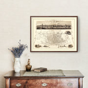 Vintage Map of Liverpool, United Kingdom 1851