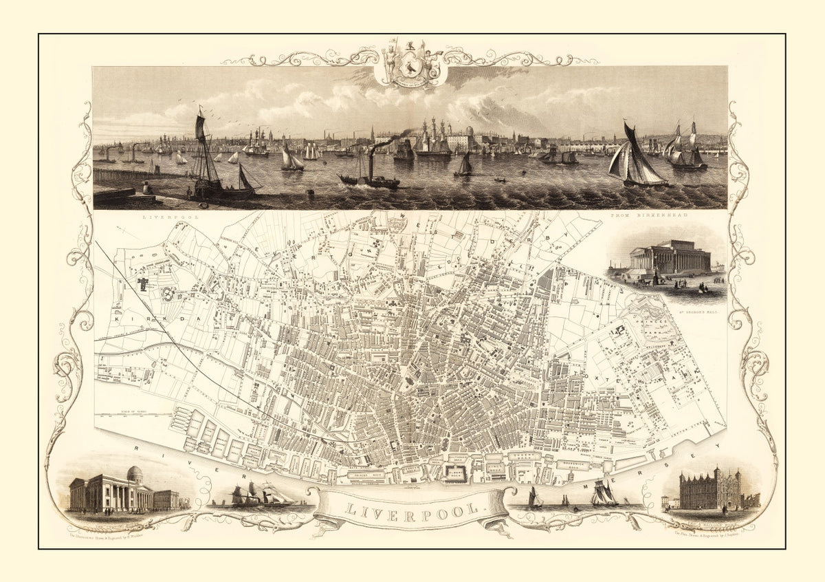 Preview of Vintage Map of Liverpool, United Kingdom 1851