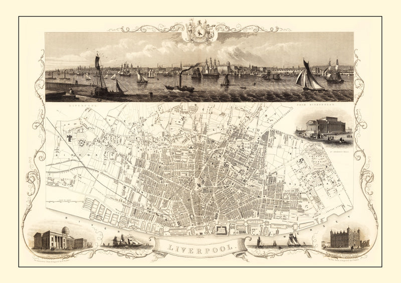 Size comparison using Vintage Map of Liverpool, United Kingdom 1851