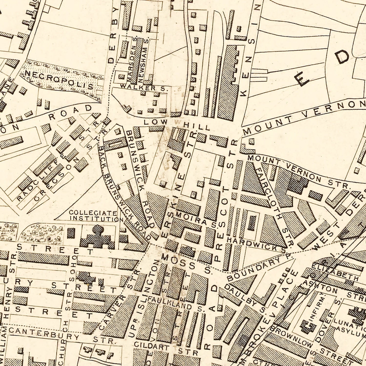Restored historic details from the 1851 city map of Liverpool