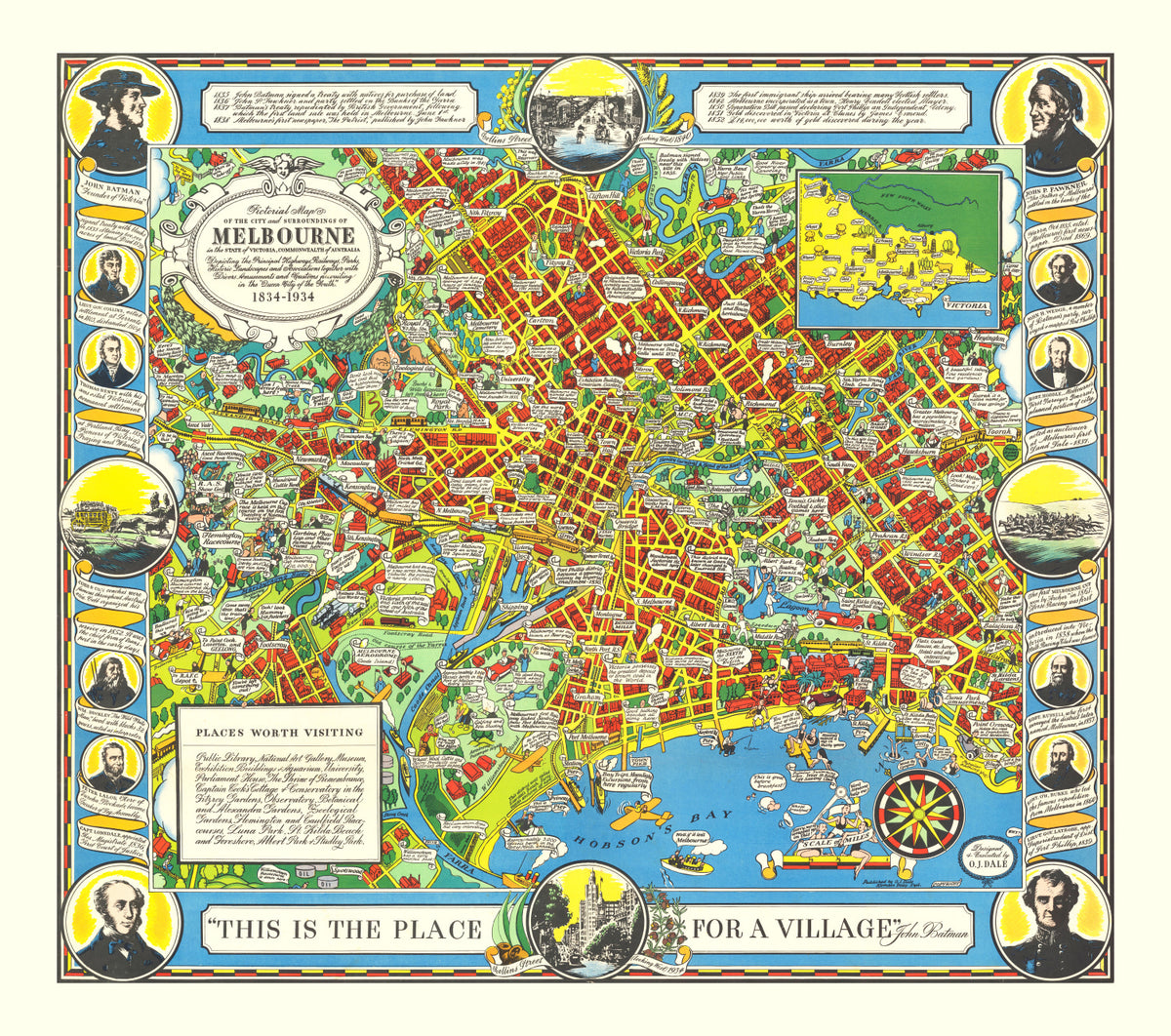 Preview of Vintage Map of Melbourne, Australia 1934