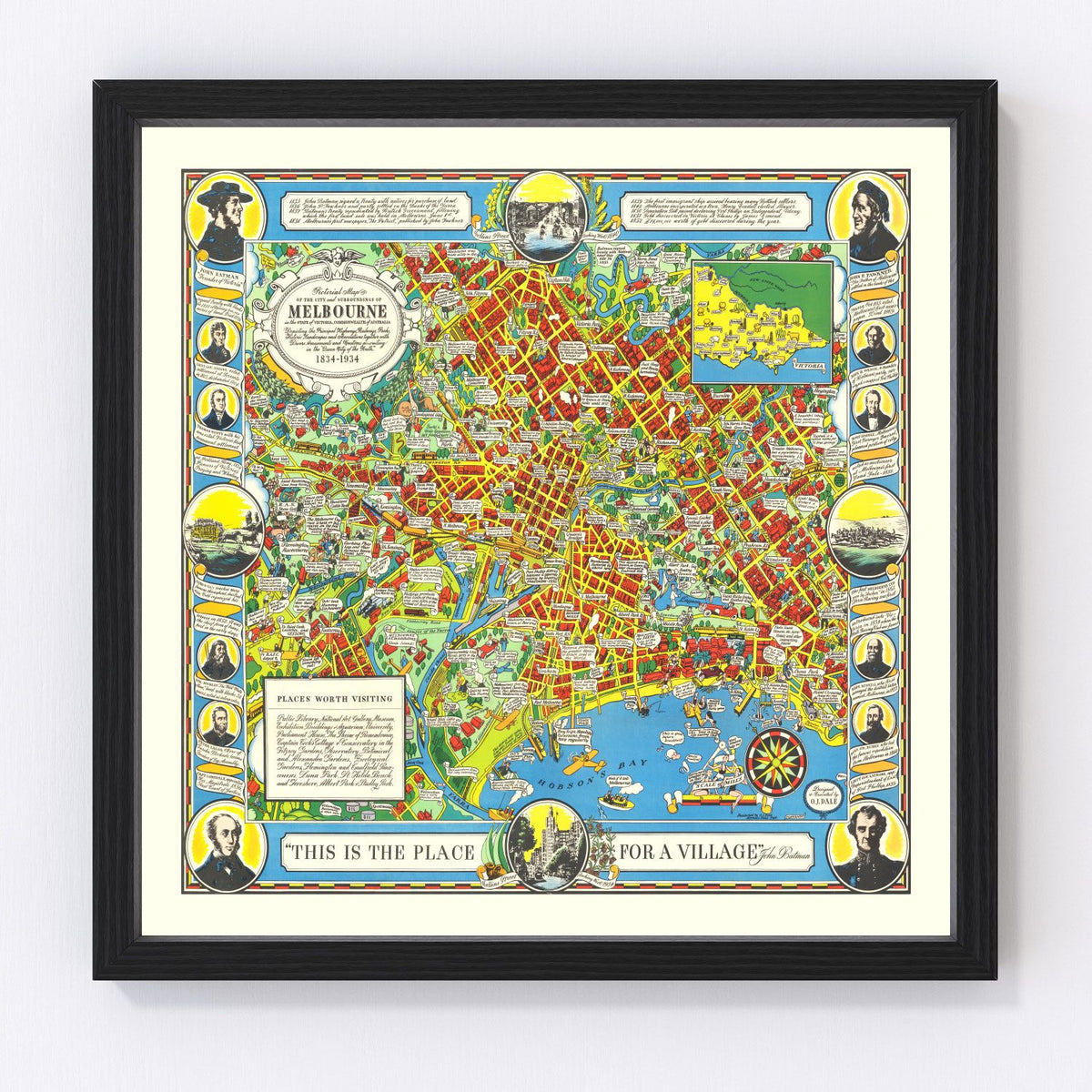 Melbourne Vintage Map 1934