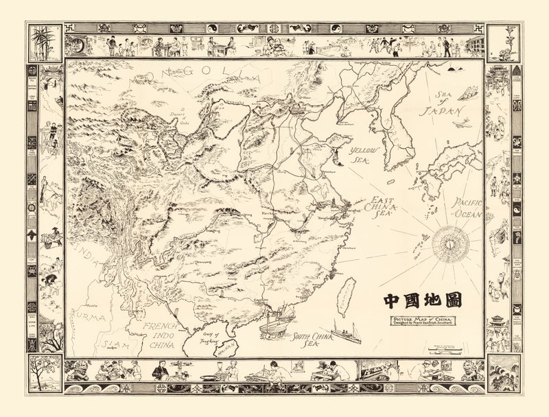 Size comparison using Picture Map of China 1932