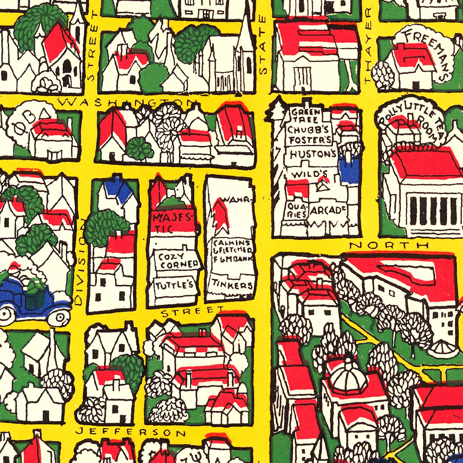 Restored historic details from the 1926 university map of Ann Arbor, Michigan