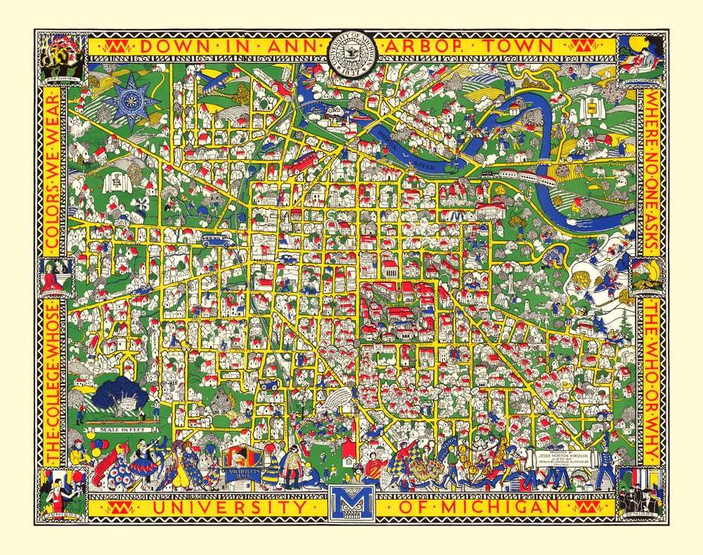 Vintage Map of University of Michigan 1926 print style example