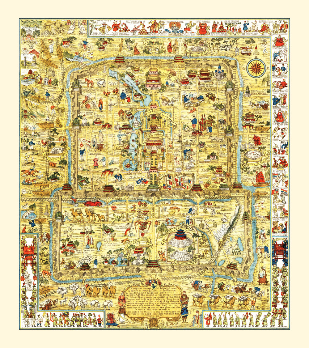 Vintage Map of Beijing, China 1936 print style example