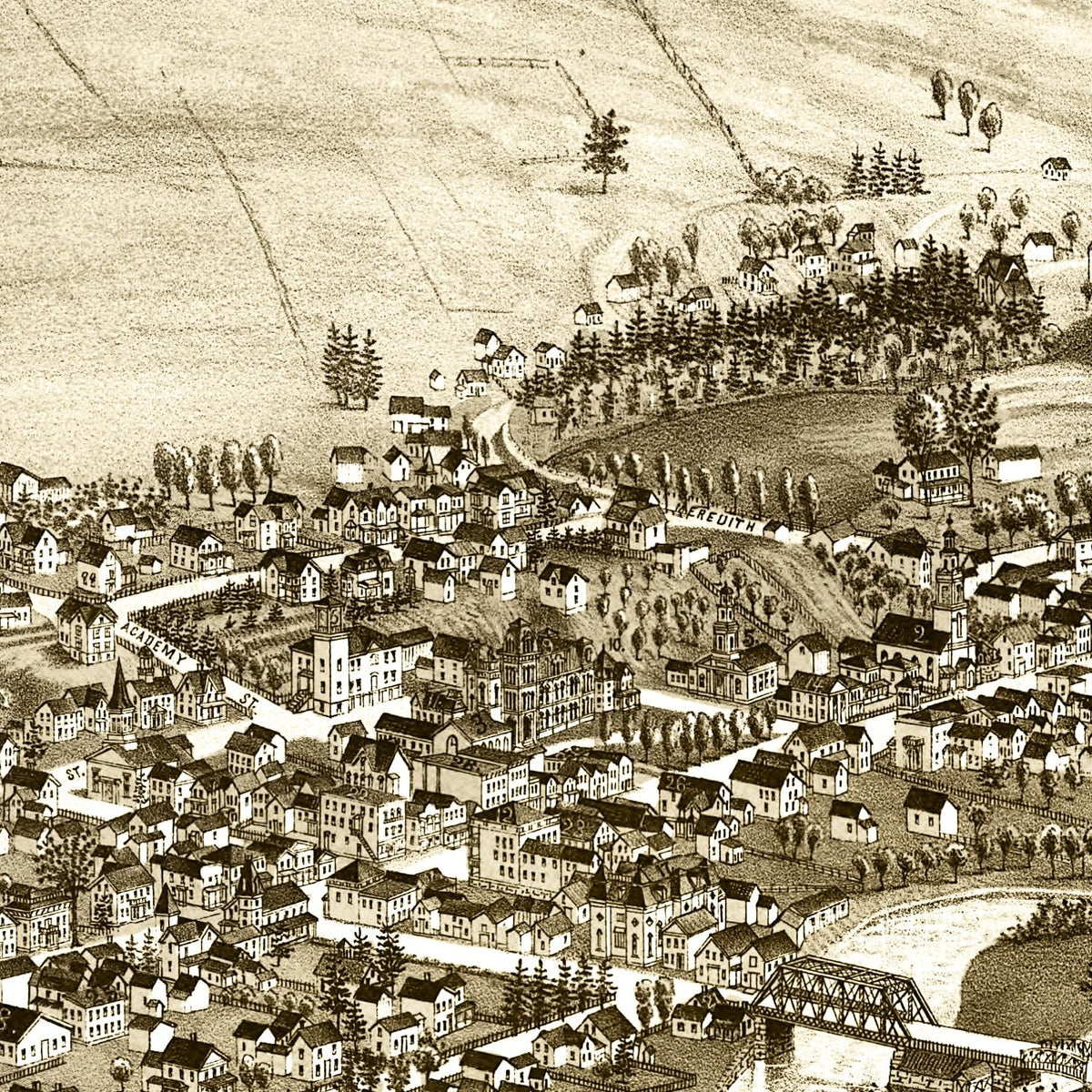 Restored historic details from the 1887 city map of Delhi, New York