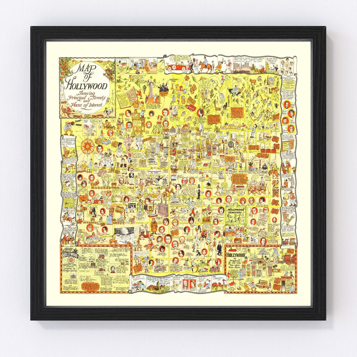 Hollywood Vintage Map 1928
