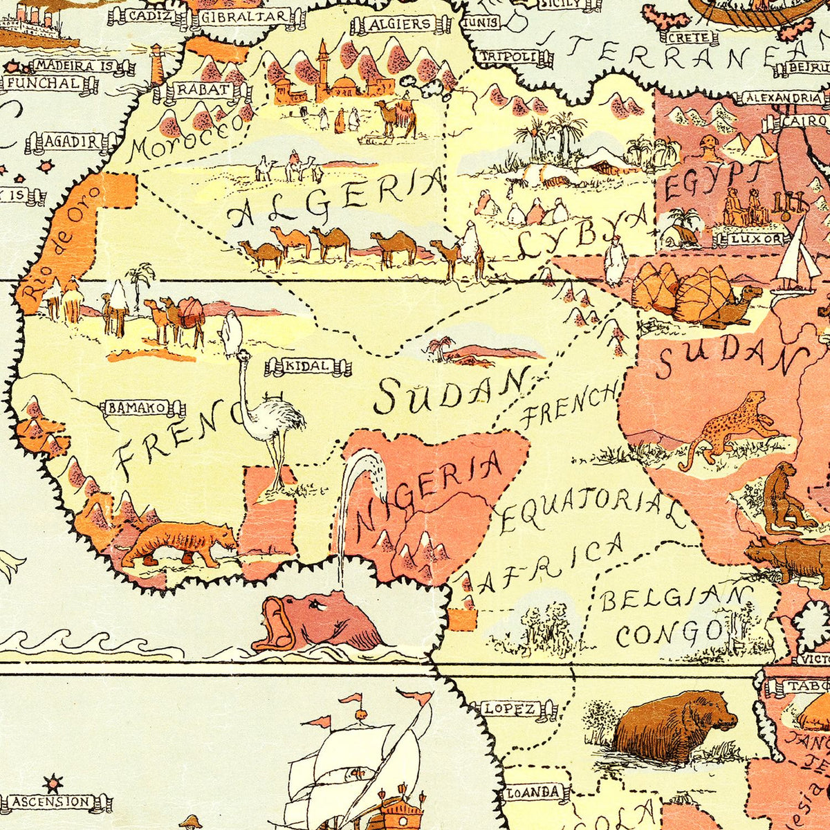 Restored historic details from the 1931 world map of County
