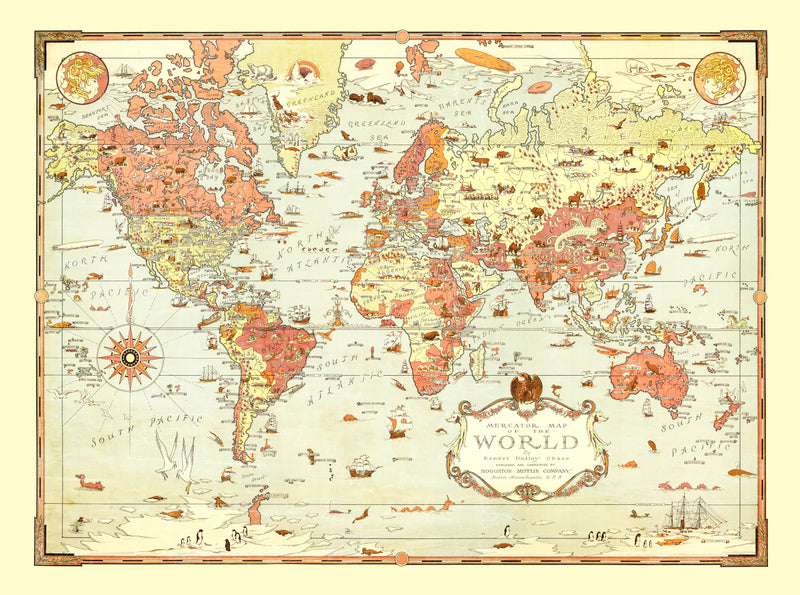 Size comparison using Vintage Mercator Map of the World 1931