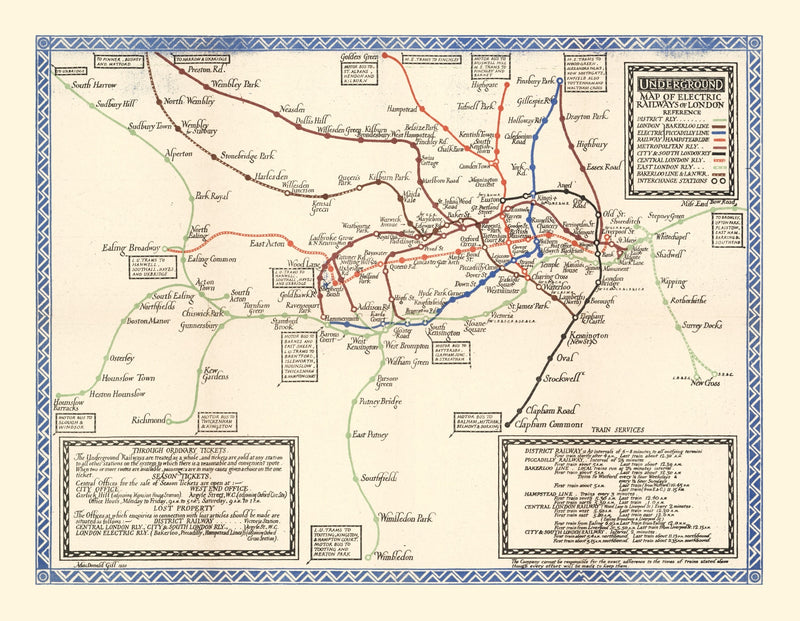Size comparison using Vintage Subway Map of London 1921