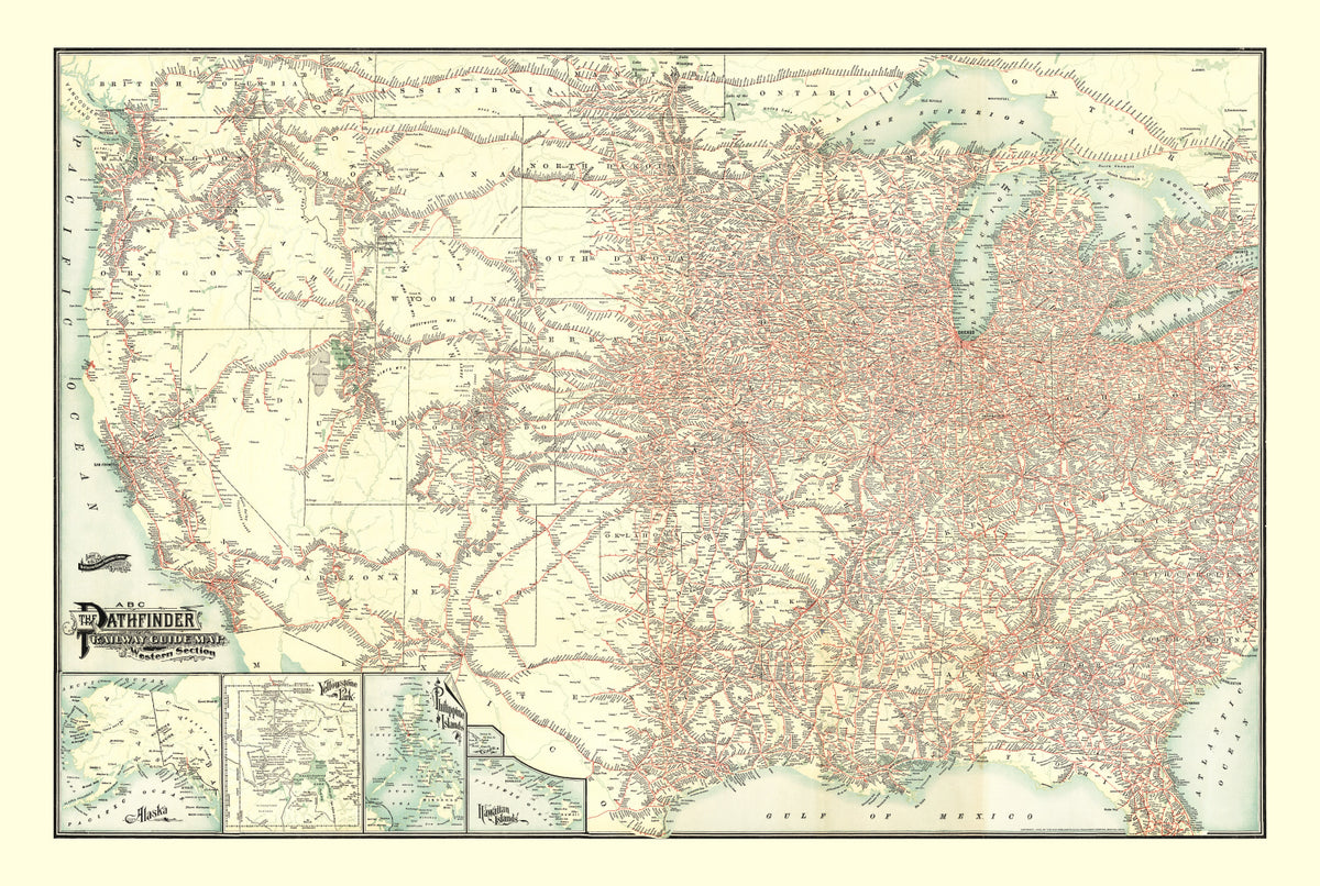 Preview of Vintage ABC Pathfinder Railway Guide Map 1902