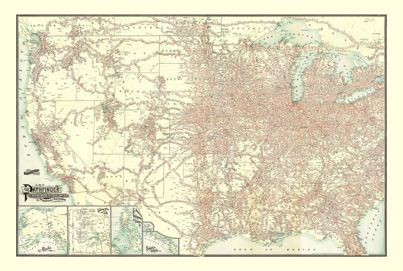 Size comparison using Vintage ABC Pathfinder Railway Guide Map 1902