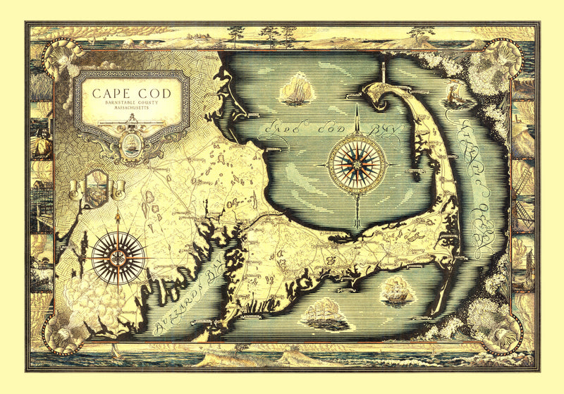 Size comparison using Vintage Map of Cape Cod, MA 1931
