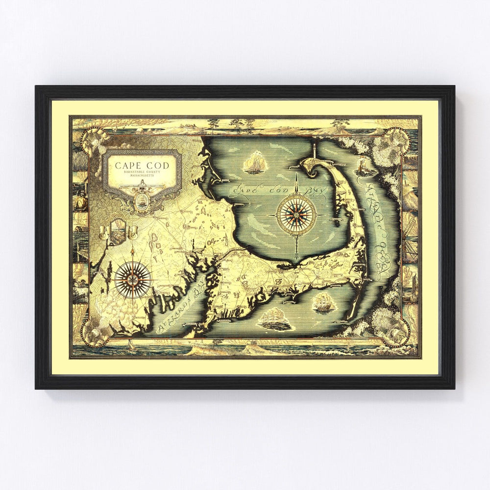 Cape Cod, MA Vintage Map 1931