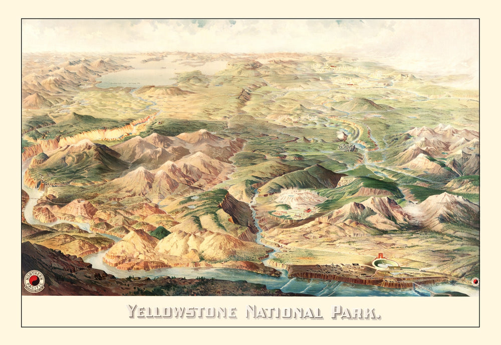 Vintage Map of Yellowstone National Park 1904 print style example