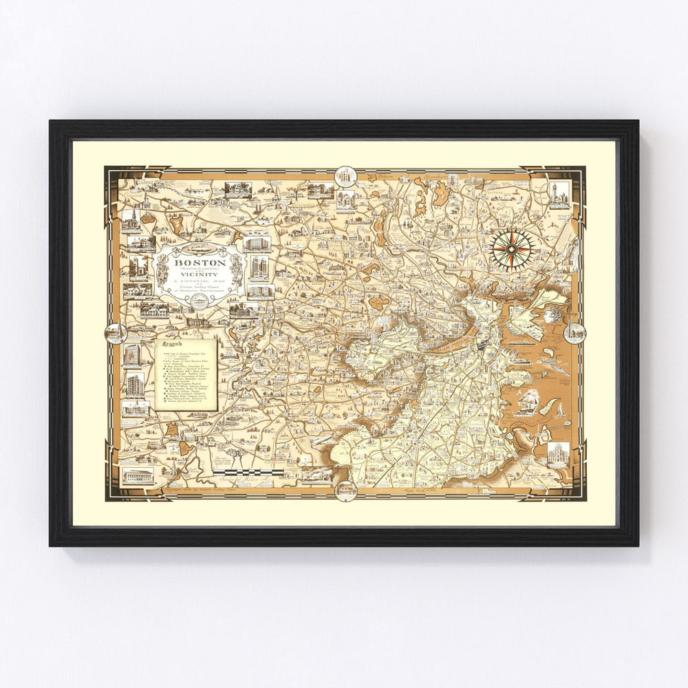 Boston Vintage Map 1938