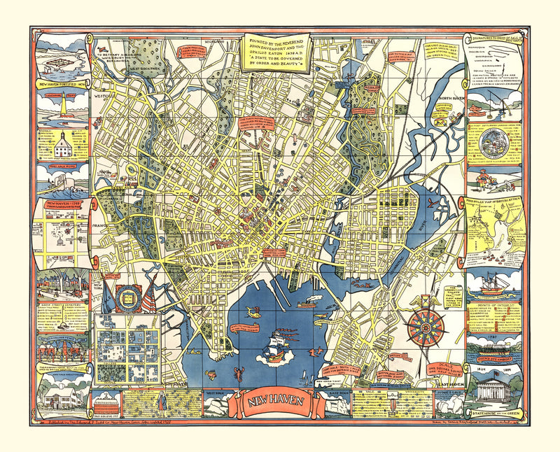 Size comparison using Vintage Map of New Haven, Connecticut 1928