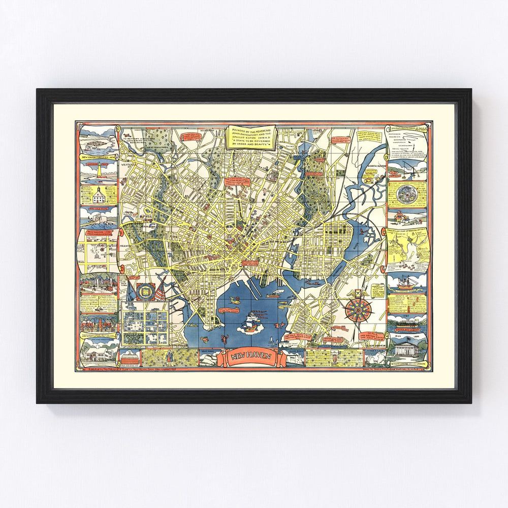 New Haven Vintage Map 1928
