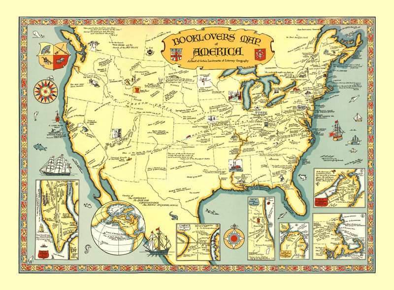 Size comparison using Vintage Book Lovers Map of America 1926