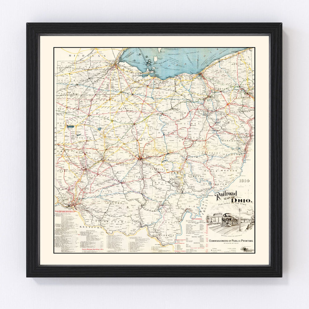 Ohio Vintage Map 1914