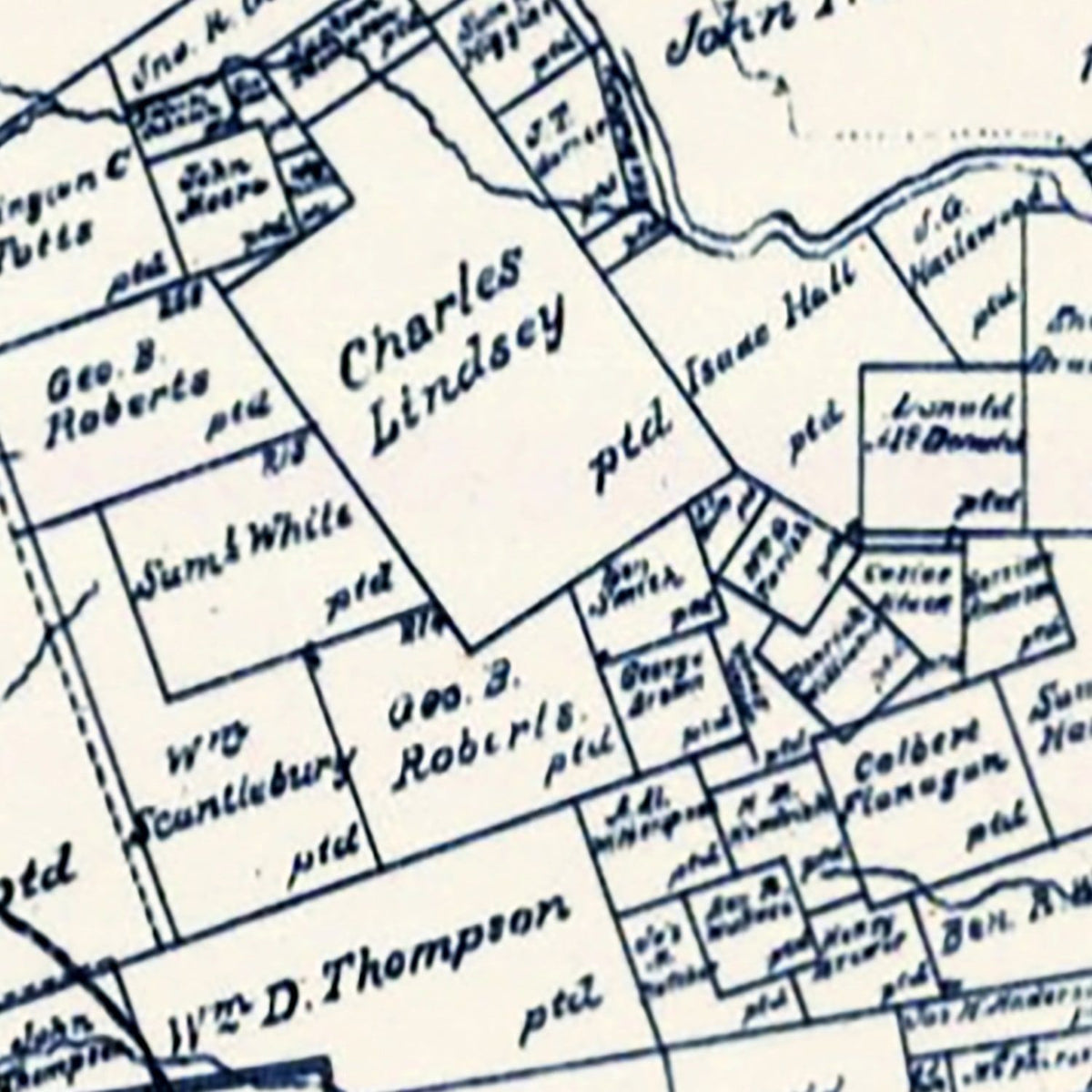 Restored historic details from the 1897 county map of Panola County, Texas