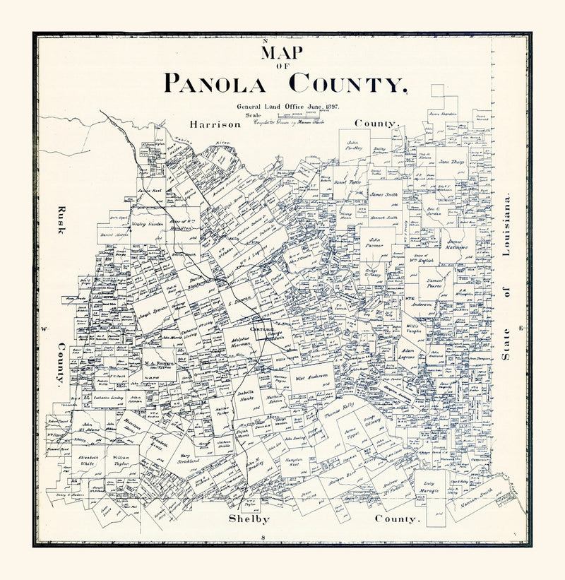 Size comparison using Vintage Map of Panola County, Texas 1897