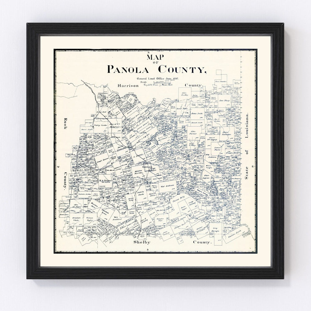 Panola County Vintage Map 1897