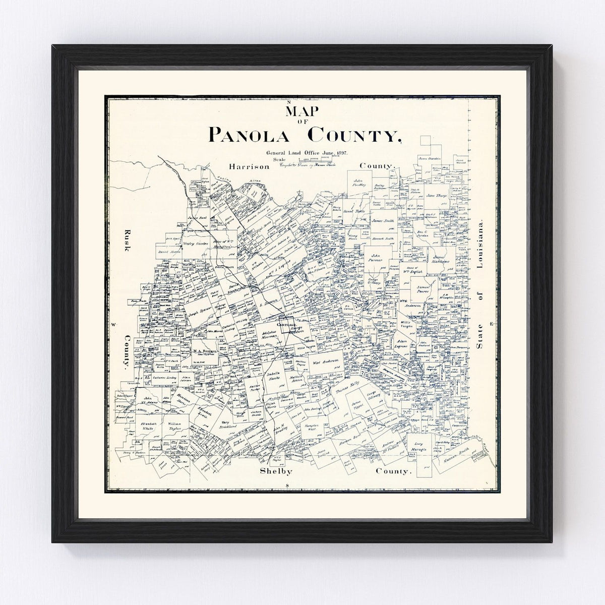 Panola County Vintage Map 1897
