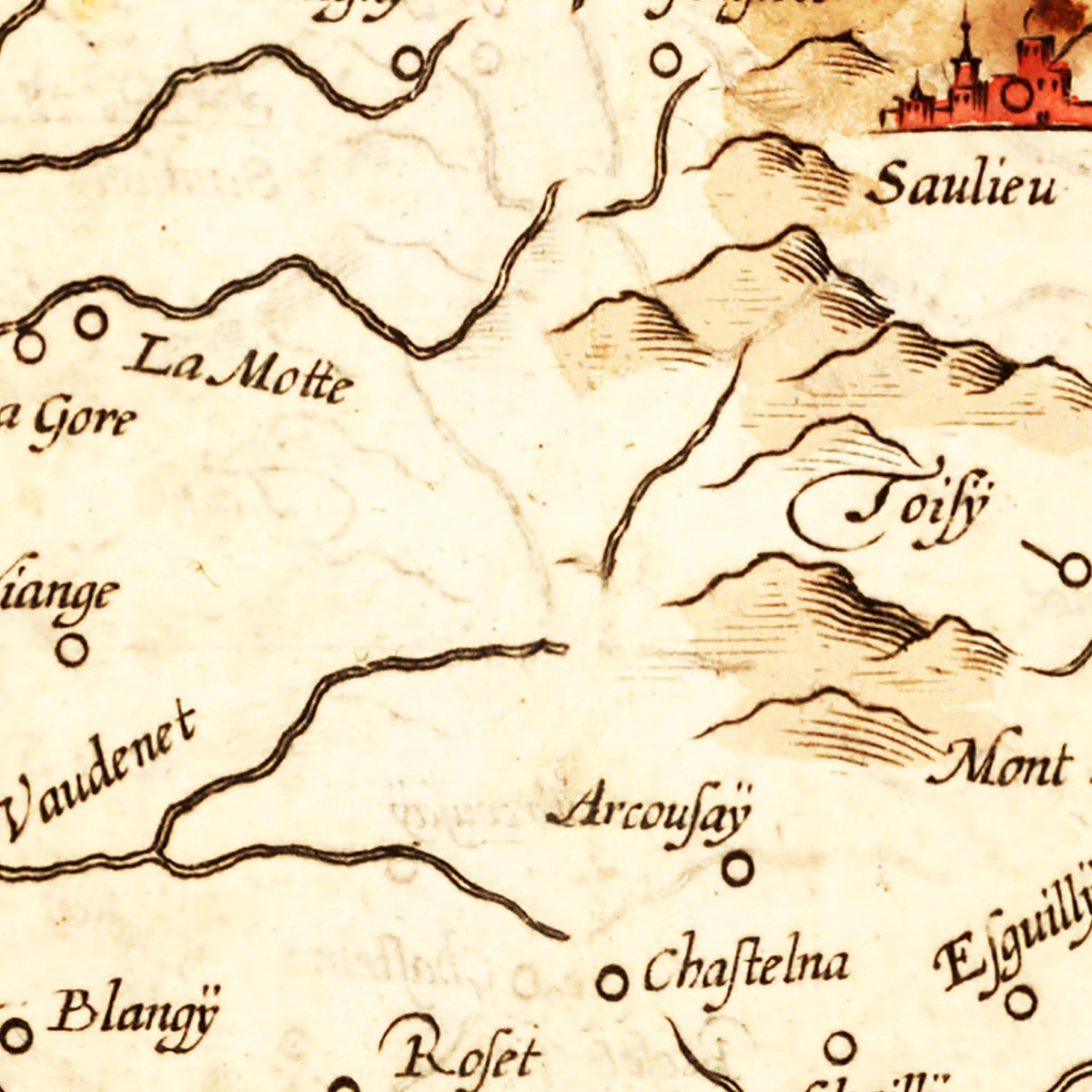 Restored historic details from the 1623 region map of County