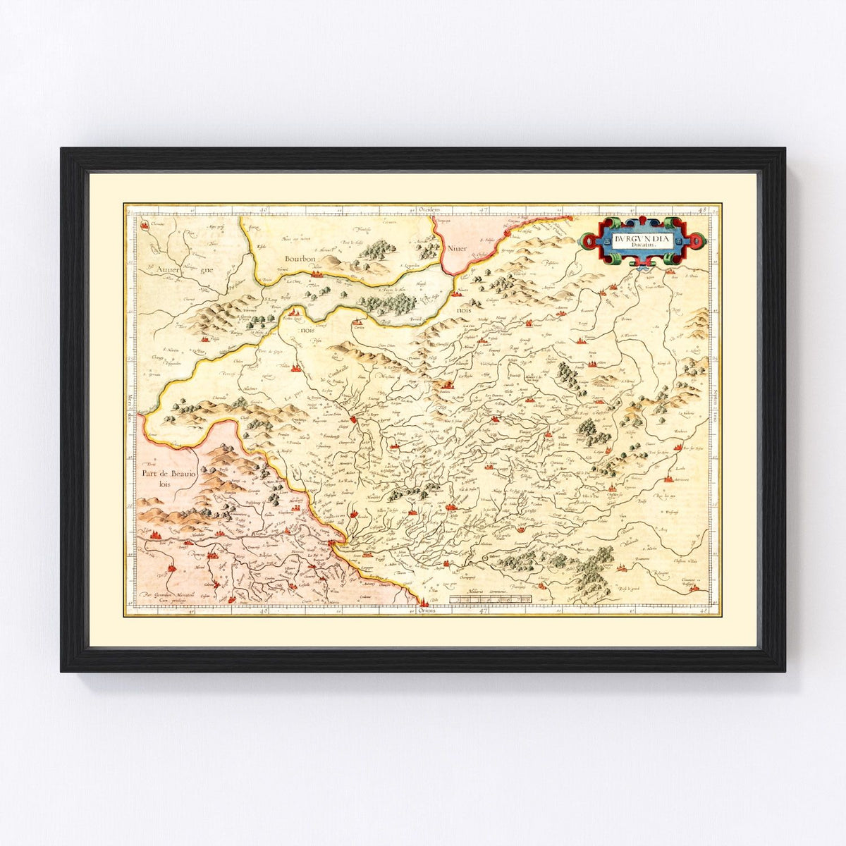 Burgundy Region of France Vintage Map 1623