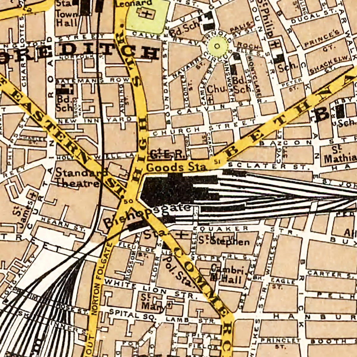 Restored historic details from the 1904 city map of Central & Northeast London