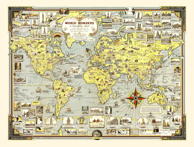 Size comparison using Vintage Pictorial World Map 1939