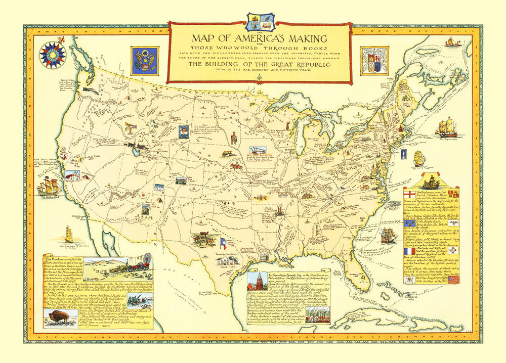 Map of America's Making 1926 print style example