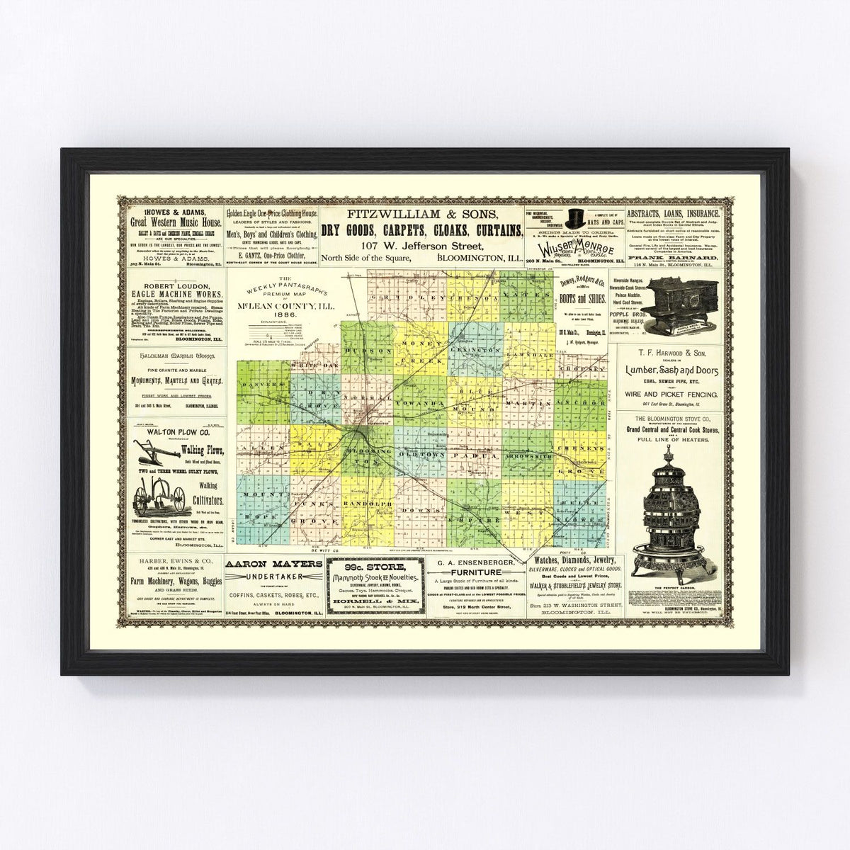 McLean County Vintage Map 1886